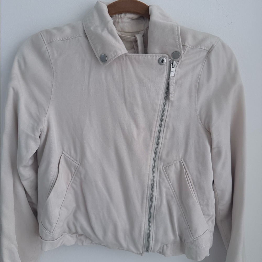 Abercrombie & Fitch Cream Bomber Jacket Asymmetrical Design